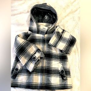 Victorias Secret Pink 3/4 jacket, Black and white plaid, wool blend, size XS